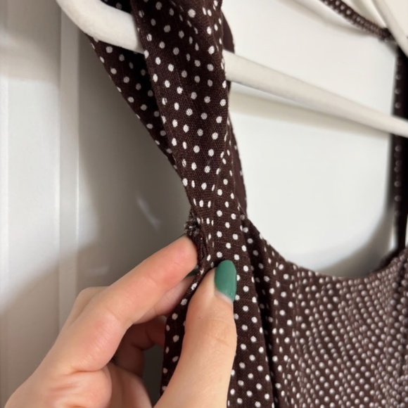 Reformation Oaklyn Cap Sleeve Linen Mini Dress Chocolate Chip - Picture 2 of 4